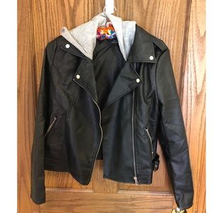 Faux black leather jacket